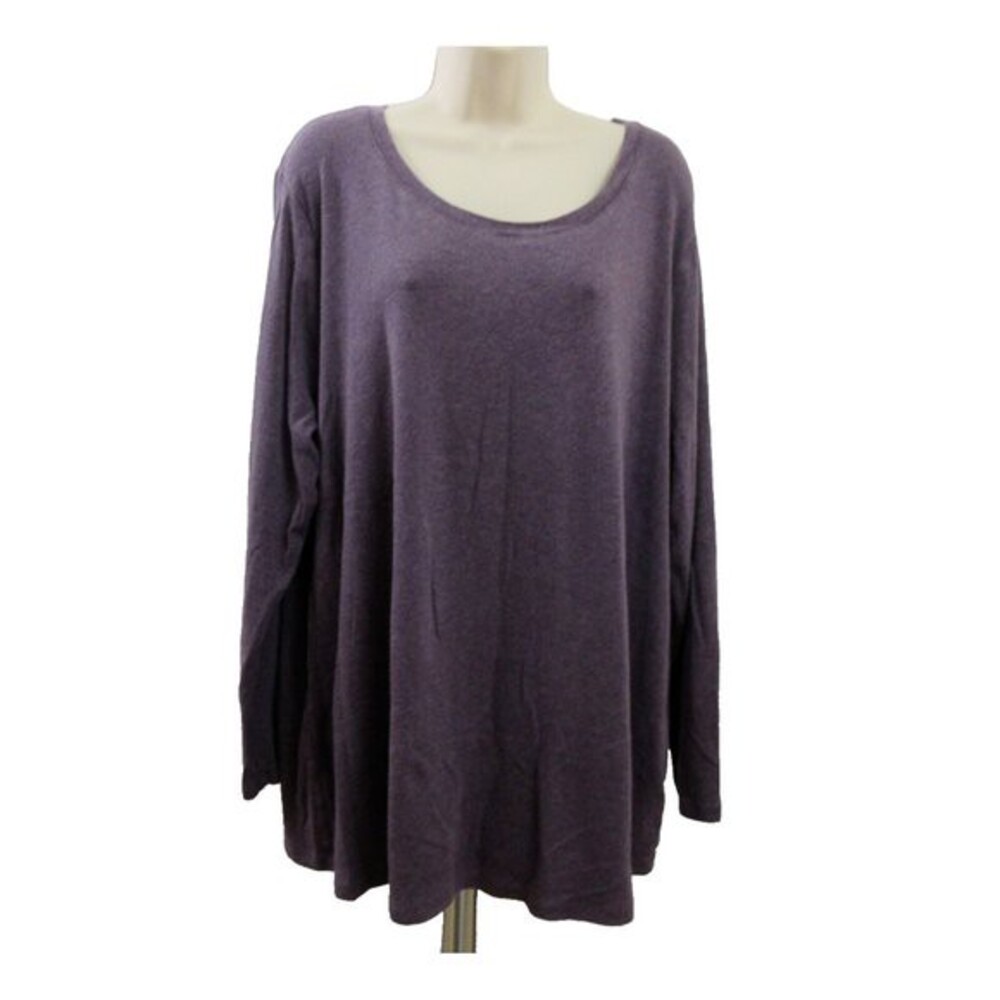 Ava & Viv T-Shirt Plus Size 3X Purple Pima Cotton Blend Round Neck Long Sleeve